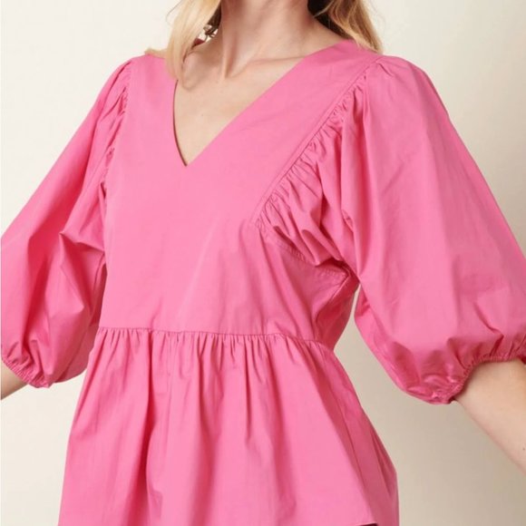 Mittoshop Bubble sleeve peplum top szL - Picture 4 of 16